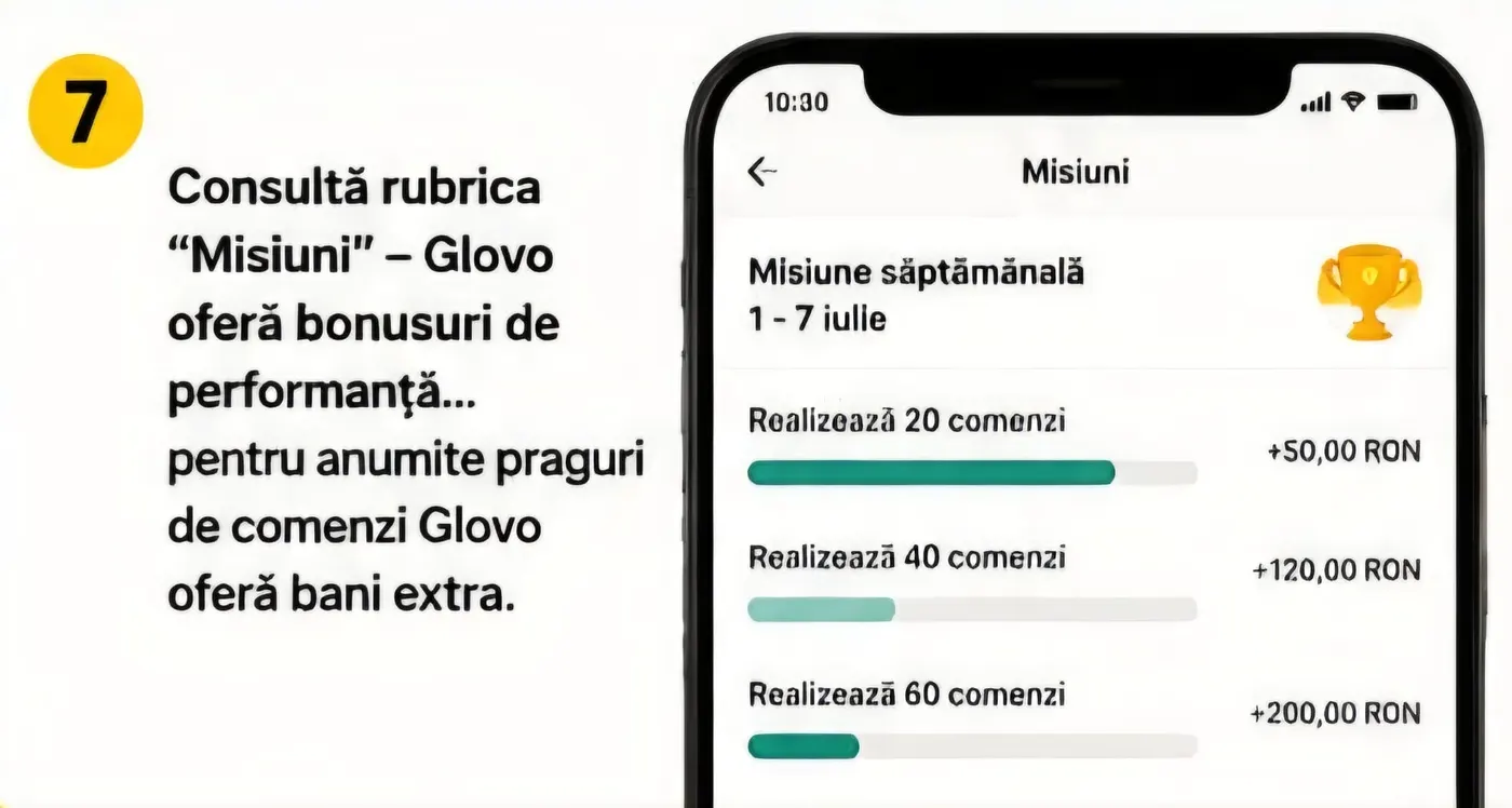 Rubrica Misiuni: bonusuri de performanță pentru anumite praguri de comenzi